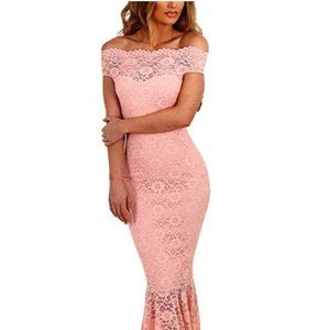 NWoT Elapsy Shoulder Bardot Fishtail Gown Size Med